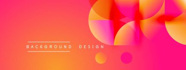 Soyut, enerjik bir arkaplan. Üst üste binen daireler dinamik görsel efekt yaratır. Renkler, pembeler, portakallar kompozisyona hakim. Modern tasarım ögesi.