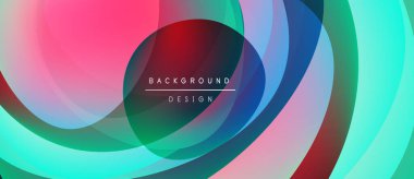 Soyut renkli katmanlar dinamik dairesel desen oluşturur. Modern tasarım canlı renklere, pürüzsüz eğimlere sahiptir. Arkaplan metni arkaplan tasarımı okur.