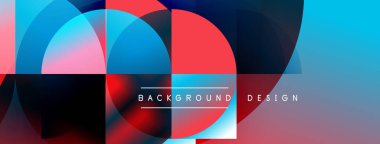 Soyut geometrik bileşim. Üst üste binen daireler canlı renk eğimleri, modern tasarım elementleri yaratır. Metin arkaplan tasarımı okur.