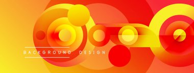 Soyut enerji çemberleri örtüşüyor ve sıcak renk değişimleri yaratıyor. Tasarım sarı, turuncu, kırmızı renklere sahiptir. Metin arkaplan tasarımı okur.