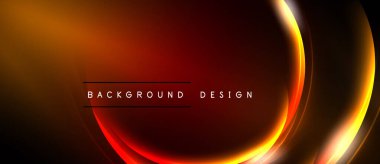 Soyut dinamik çizgiler ışıltılı bir etki yaratır. Sıcak renkler koyu arkaplanda baskın gelir. Metin arka plan tasarımı okur. Modern görsel sunum.