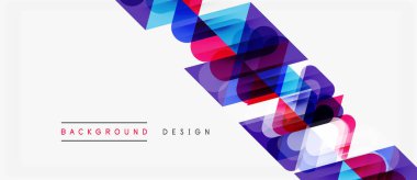 Soyut geometrik şekiller çakışıyor ve canlı çapraz desen oluşturuyor. Beyaz arka plan temiz bir kontrast sağlıyor. Modern tasarım ögesi.