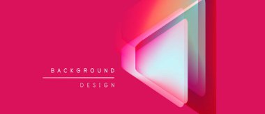 Canlı pembe arkaplan özellikleri katmanlı geometrik şekiller. Işık eğimleri derinlik yaratır, modern estetik. Metin arkaplan tasarımı okur.