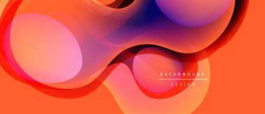Soyut sıvı şekiller harmanlanarak canlı turuncu, pembe ve mor renkler yaratır. Arkaplan ve sunumlar için modern tasarım ögesi.