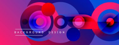 Soyut renkli çemberler dinamik arkaplan oluşturur. Pembe, mor, mavi renkler kusursuz bir şekilde harmanlanır. Modern tasarım ögesi.
