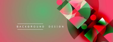 Soyut geometrik şekiller örtüşüyor, canlı kırmızı, yeşil bir eğim yaratıyor. Arkaplan ve sunumlar için modern tasarım ögesi.