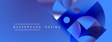 Soyut mavi tasarım, üst üste binen daireler, gradyanlar. Modern estetik, afişler ve arka planlar için uygun. Minimalist stil.
