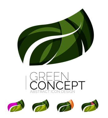 Dizi soyut Eko bitki simgeler, iş logo doğa Yeşil Kavramlar, temiz modern geometrik tasarım
