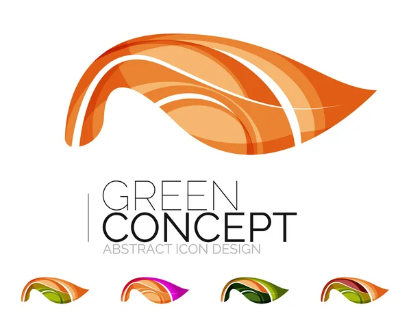 Conjunto de ícones de plantas ecológicas abstratas, logótipo de negócio natureza conceitos verdes, design geométrico moderno limpo — Vetor de Stock