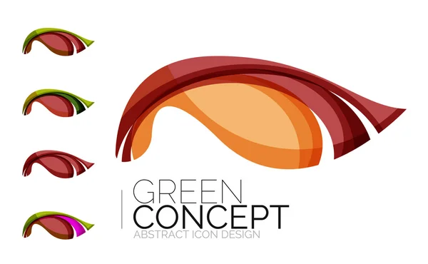 集抽象生态植物图标、 业务标识自然绿色概念、 清洁的现代几何设计 — 图库矢量图片