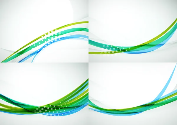 Набір абстрактних фонів. Елегантні барвисті прикрашені лінії та хвилі з копійкою для вашого повідомлення — стоковий вектор