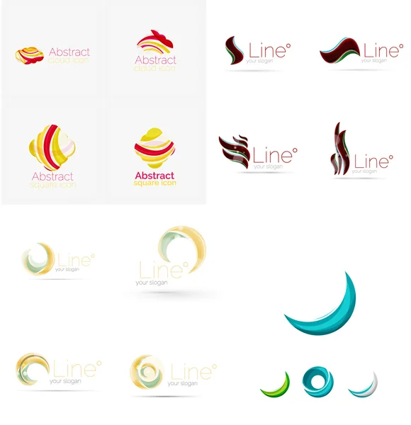 Set of swirl, wave lines, circle logo icons — Stock Vector