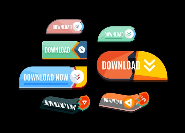 Botão web de download colorido. Design plano moderno . — Vetor de Stock
