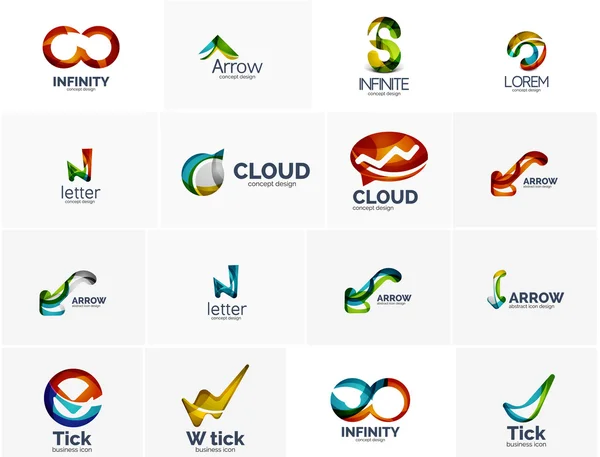 Set di icone del concetto di spunta ok, cloud o freccia — Vettoriale Stock