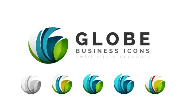 Set of globe sphere or circle logo business icons — Stock Vector