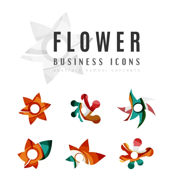 Conjunto de ícones de negócios logotipo flor abstrata — Vetor de Stock