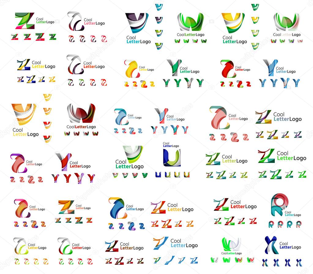 Mega set of geomeric company logos. Corporate business branding design elements