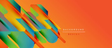 Soyut geometrik şekiller canlı turuncu arka planla örtüşür. Dinamik kompozisyon modern görsel deneyim yaratır. Yumuşak eğimler derinliği artırır.