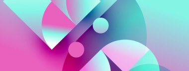 Soyut şekiller canlı pembeleri, mavileri, morları harmanlıyor. Yumuşak eğimler dinamik bileşimler yaratır, modern estetik. Minimalist tasarım.