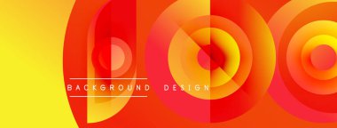 Soyut geometrik tasarım üst üste binen daireler, canlı turuncu, sarı renkler. Dijital projeler için modern arkaplan.