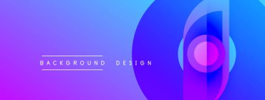 Soyut eğim arkaplanı. Mor, mavi renkler düzgün bir şekilde harmanlanır. Dairesel şekiller dinamik görsel efektler yaratır. Modern tasarım ögesi.
