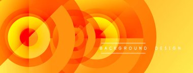 Soyut turuncu tasarım. Eşmerkezli daireler dinamik görsel efekt yaratır. Çeşitli projeler için modern arkaplan.