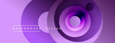 Soyut mor tasarım eşmerkezli daireler, gradyanlar içerir. Metin arka plan tasarımı okur. Modern, canlı görsel kompozisyon.