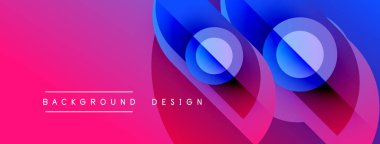 Soyut eğimler dinamik şekiller yaratır. Pembe, mavi renkler harmanlanarak modern arka plan tasarımını oluşturuyor. Minimalist metin görsel ilgi ekliyor.