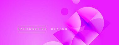 Parlak pembe arka plan, üst üste binen daireler, gradyanlar. Modern tasarım elementleri dinamik görsel etki yaratır. Metin arkaplan tasarımı okur.