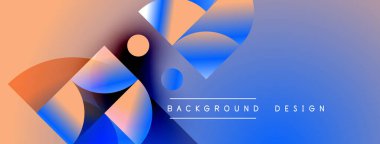 Soyut şekiller turuncu ve mavi renkleri harmanlıyor. Gradyan arka plan dinamik görsel efekt yaratır. Metin arka plan tasarımı okur. Modern, temiz estetik.
