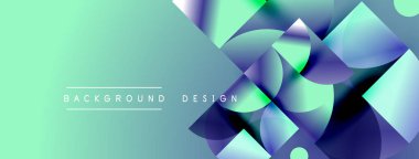 Soyut gradyan şekiller çakışıyor, dinamik görsel etki yaratıyor. Teal, turkuaz renkler kompozisyona hakim. Modern tasarım ögesi.