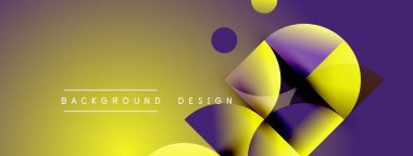 Soyut gradyan özellikler üst üste binen daireler, sarı, mor renkler. Dijital projeler için modern tasarım ögesi.