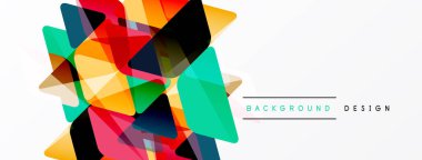 Soyut renkli şekiller örtüşür, dinamik bileşim yaratır. Beyaz alan temiz kontrast sağlıyor. Modern tasarım ögesi.