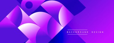 Soyut mor eğimli şekiller çakışıyor. Modern tasarım, dinamik görsel etki yaratan pürüzsüz geçişler içerir. Arkaplan metin ögelerini içerir.