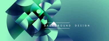 Soyut geometrik şekiller örtüşüyor, canlı deniz mavisi eğimleri yaratıyor. Modern tasarım elementleri dinamik hareket ve gösterişli sunum öneriyor.