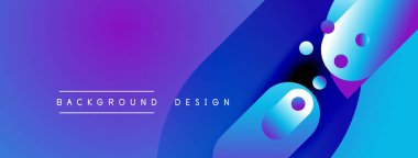 Soyut gradyan arka plan dinamik şekiller, canlı maviler, morlar içerir. Dijital projeler için modern tasarım ögesi.