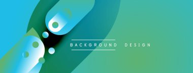 Soyut eğim arkaplanı. Mavi, turkuaz, yeşil renkler düzgün bir şekilde harmanlanmış. Dairesel şekiller görsel ilgi ekler, modern tasarım ögesi.