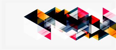 Soyut geometrik şekiller örtüşür, dinamik bileşim yaratır. Renkler turuncu, pembe, siyah, gri. Minimalist tasarım, modern estetik.