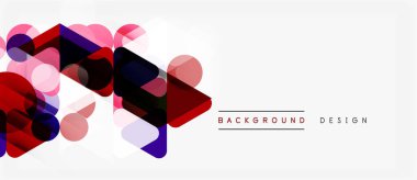 Soyut geometrik şekiller örtüşüyor, canlı renk eğimleri yaratıyor. Beyaz boşluklu minimalist tasarım kompozisyona hakim. Modern estetik.