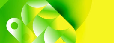 Soyut gradyanlar, canlı yeşiller, sarılar akışkan şekiller yaratır. Modern tasarım, pürüzsüz geçişler, dinamik kompozisyon. Işık yansıtır, kıvrımlar oluşturur.