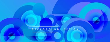 Soyut mavi daireler dinamik arkaplan oluşturur. Modern tasarım gradyan, şekil ve görsel dokuya sahiptir..