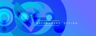 Soyut mavi gradyanlar dinamik şekiller oluştururlar. Dairesel elementler modern görsel efekt yaratıyor. Metin arkaplan tasarımı okur.