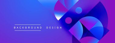 Abstract vibrant background. Gradient purple, blue hues dominate design. Circles overlap creating dynamic visual effect. Modern aesthetic.