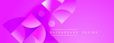 Soyut pembe tasarım geometrik şekiller, gradyanlar, daireler, kareler içerir. Dijital projeler için modern arkaplan.