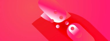 Abstract pink design features curved shapes, gradients, circles. Modern aesthetic, vibrant colors, simple composition.