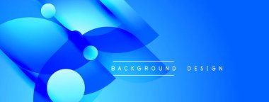 Parlak mavi soyut tasarım akış şekilleri, daireler, gradyanlar. Sancaklar ve sunumlar için modern arkaplan mükemmel.