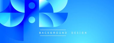 Soyut mavi tasarım, üst üste binen daireler, gradyanlar. Modern estetik, arka planlar ve sunumlar için uygun. Temiz, canlı kompozisyon.