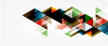 Soyut geometrik şekiller örtüşür, dinamik bileşim yaratır. Renkler kırmızı, yeşil, mavi, siyah, turuncu. Minimalist tasarım.