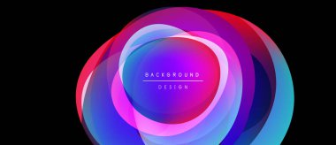 Soyut renkli katmanlar dinamik dairesel tasarım yaratır. Canlı renkler harmanlanarak modern arkaplan ögesini oluşturur. Yumuşak eğimler hareketi önerir.