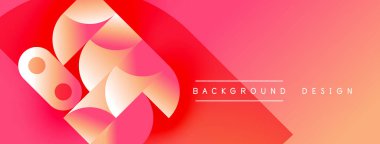 Soyut şekiller harmanlanır ve canlı bir değişim yaratır. Kırmızı, turuncu renkler dizaynın baskın rengidir. Bu da enerji ve hareket demektir. Mevcut en küçük metin.